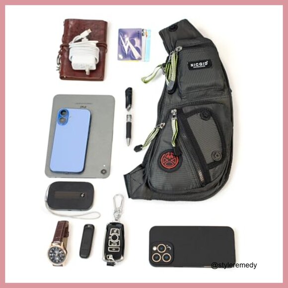 Water-Resistant Nylon Sling Bag Daypack Crossbody Backpack main image 4